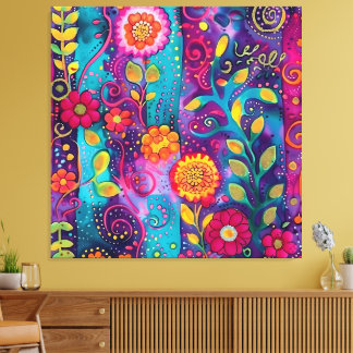 Psychedelic Garden – Whimsy in Bloom Canvas Print