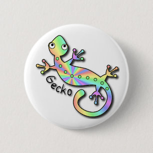 Psychedelic Gecko 6 Cm Round Badge