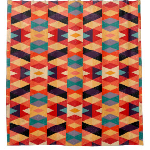 Psychedelic Geometric Background: Vintage Grunge. Shower Curtain