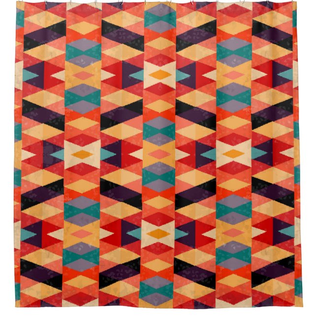 Psychedelic Geometric Background: Vintage Grunge. Shower Curtain (Front)