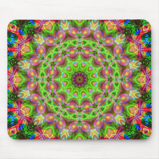 Psychedelic Geometric Mandala Ball Mousepad (Front)