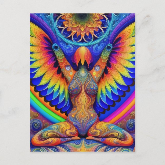 Psychedelic Goddess Colorful Postcard (Front)