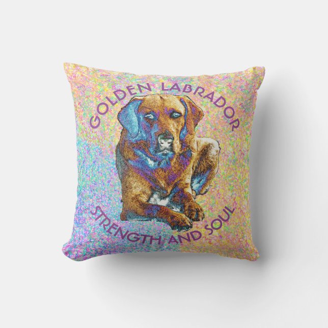 Psychedelic Golden Labrador Retriever Design Cushion (Front)