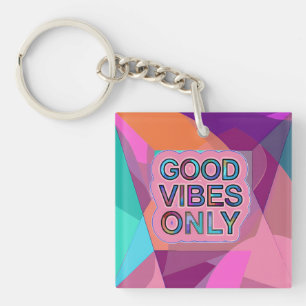 Psychedelic "Good Vibes Only" Text Graphic Key Ring