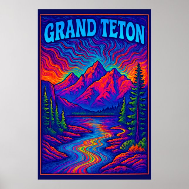 Psychedelic Grand Teton Poster (Front)