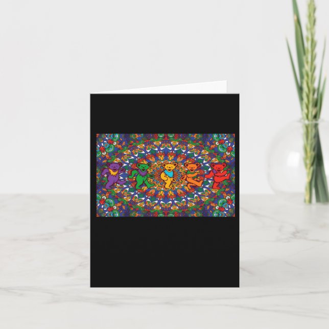 Psychedelic Grateful Dancing Bears Coloured Rainbo Card (Front)