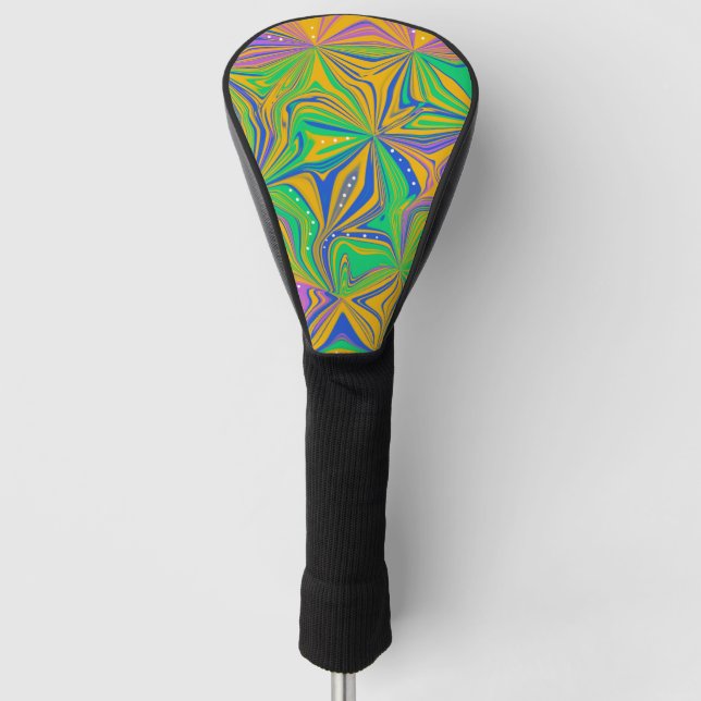 Psychedelic Green Mix Abstract Colourful Golf Head Cover (Front)