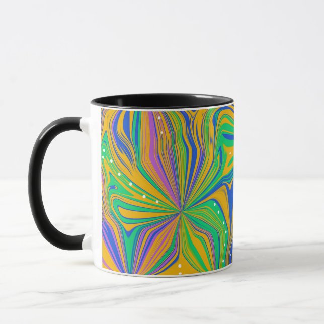 Psychedelic Green Mix Abstract Colourful Mug (Left)