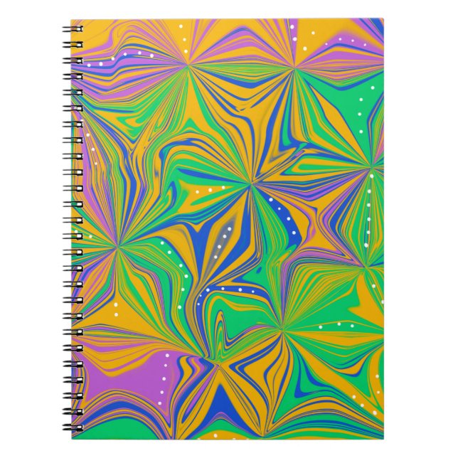 Psychedelic Green Mix Abstract Colourful Notebook (Front)