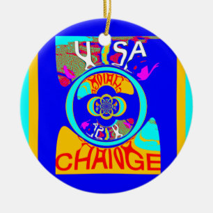 Psychedelic Groove: Pop Art Abstract Energy Ceramic Tree Decoration