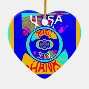 Psychedelic Groove: Pop Art Abstract Energy Ceramic Tree Decoration