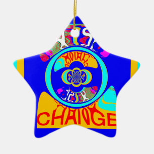 Psychedelic Groove: Pop Art Abstract Energy Ceramic Tree Decoration