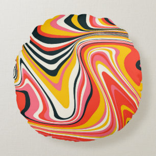 Psychedelic groovy background. Colorful abstract b Round Cushion
