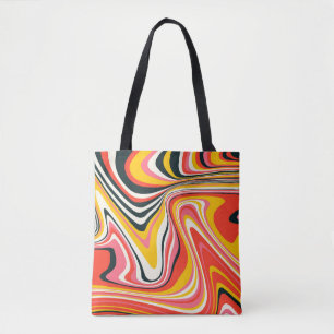 Psychedelic groovy background. Colorful abstract b Tote Bag