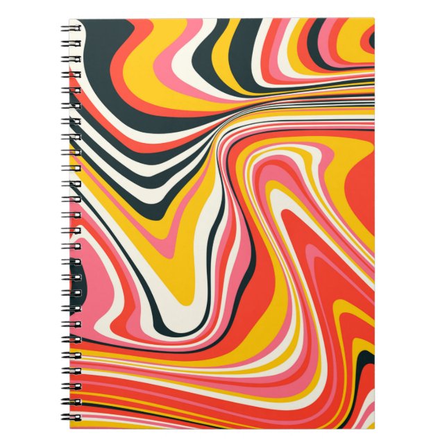 Psychedelic groovy background. Colourful abstract  Notebook (Front)
