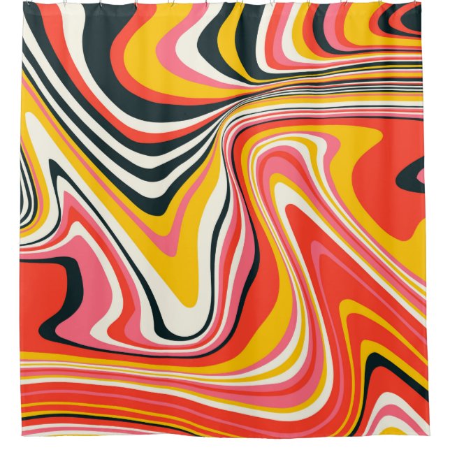Psychedelic groovy background. Colourful abstract  Shower Curtain (Front)
