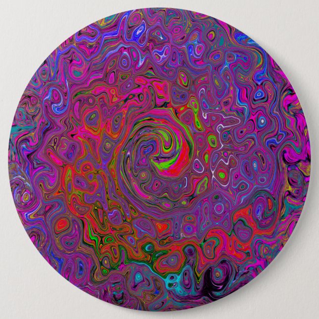 Psychedelic Groovy Magenta Retro Liquid Swirl 6 Cm Round Badge (Front)