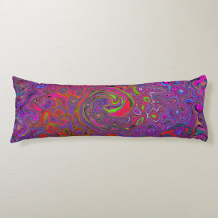 Psychedelic Groovy Magenta Retro Liquid Swirl Body Cushion