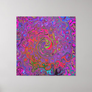 Psychedelic Groovy Magenta Retro Liquid Swirl Canvas Print