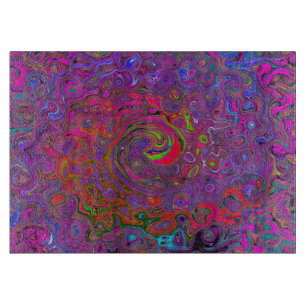 Psychedelic Groovy Magenta Retro Liquid Swirl Cutting Board