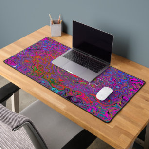Psychedelic Groovy Magenta Retro Liquid Swirl Desk Mat
