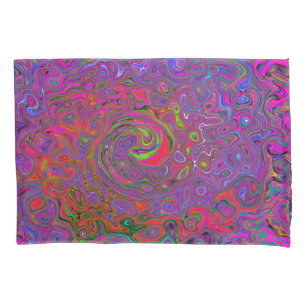 Psychedelic Groovy Magenta Retro Liquid Swirl Pillowcase
