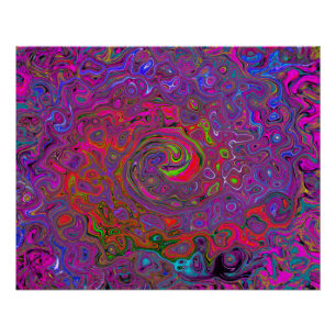 Psychedelic Groovy Magenta Retro Liquid Swirl Poster