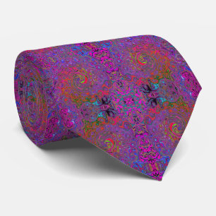 Psychedelic Groovy Magenta Retro Liquid Swirl Tie