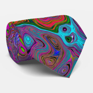 Psychedelic Groovy Magenta Retro Liquid Swirl Tie