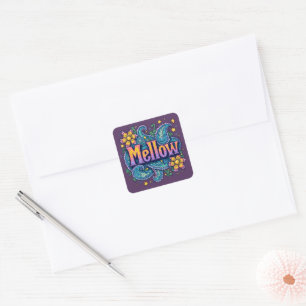 Psychedelic Groovy "Mellow" Retro Hippie Art Square Sticker