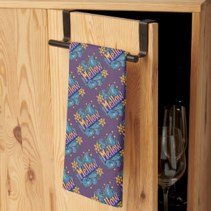 Psychedelic Groovy "Mellow" Retro Hippie Art Tea Towel