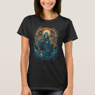 Psychedelic Groovy Skeleton Music Festival Guitar T-Shirt
