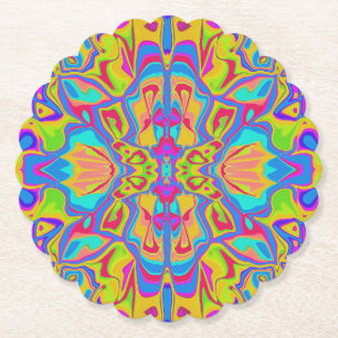 Psychedelic groovy symmetry paper coaster