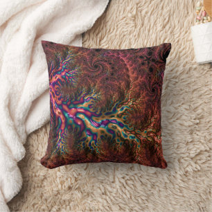Psychedelic Groovy Trippy Funky Colourful Fractal Cushion