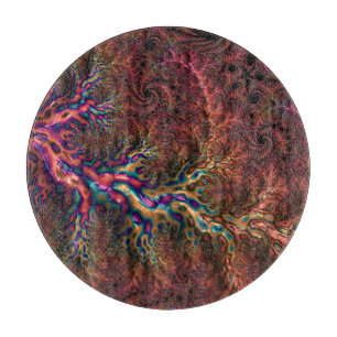 Psychedelic Groovy Trippy Funky Colourful Fractal Cutting Board