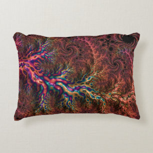 Psychedelic Groovy Trippy Funky Colourful Fractal Decorative Cushion