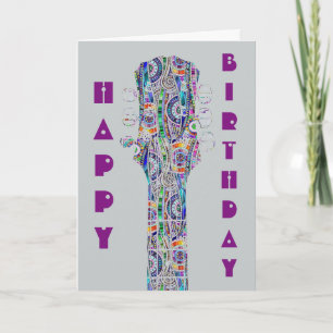 Psychedelic Guitar Play On Birthday Card