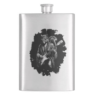 Psychedelic Guitar Squirrel - Funny Vintage Rock Hip Flask