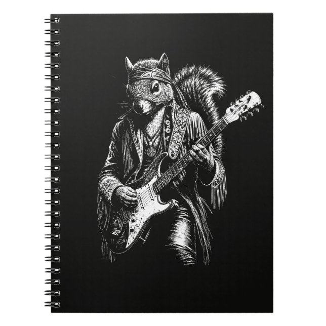 Psychedelic Guitar Squirrel - Funny Vintage Rock Notebook (Front)
