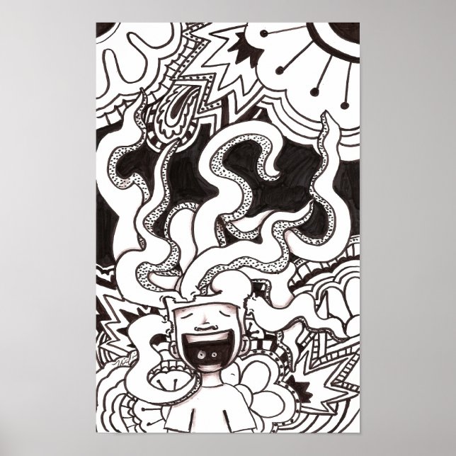 Psychedelic Happy Brain Poster (Front)