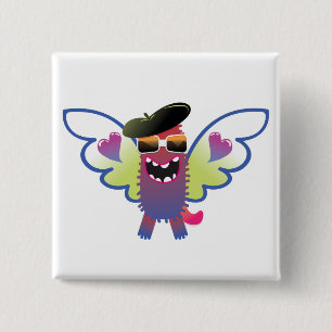 psychedelic hippie angel monster 15 cm square badge