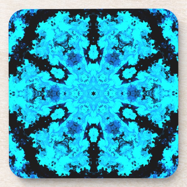 Psychedelic Hippie Blue and Black Coaster (Front)