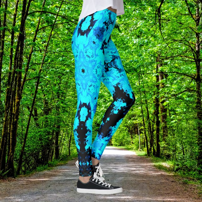 Psychedelic Hippie Blue and Black Leggings (Creator Uploaded)