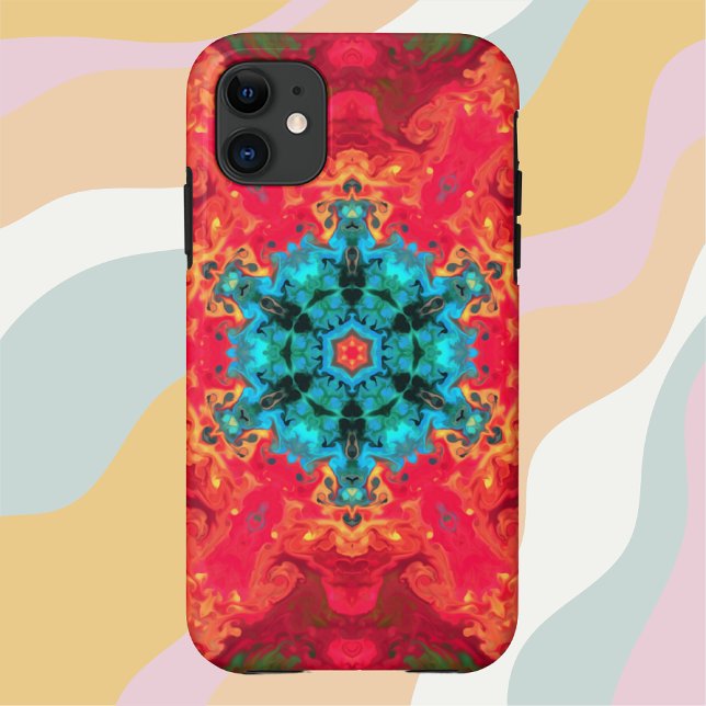 Psychedelic Hippie Blue and Red Case-Mate iPhone Case (Creator Uploaded)