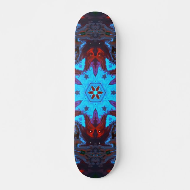 Psychedelic Hippie Blue and Red Skateboard (Front)