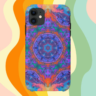 Psychedelic Hippie Blue Orange and Pink Case-Mate iPhone Case
