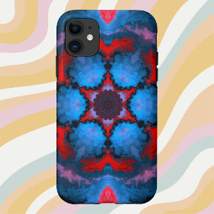 Psychedelic Hippie Flower Blue and Red Case-Mate iPhone Case