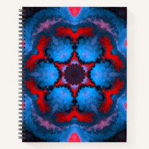 Psychedelic Hippie Flower Blue and Red Notebook