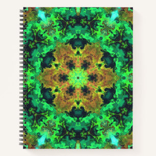 Psychedelic Hippie Flower Orange and Green Notebook