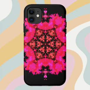 Psychedelic Hippie Flower Pink and Black Case-Mate iPhone Case